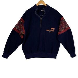 Sondre Authentic Lagenlook 1/4 Zip Norwegian Design Wool Blend Sweater-L